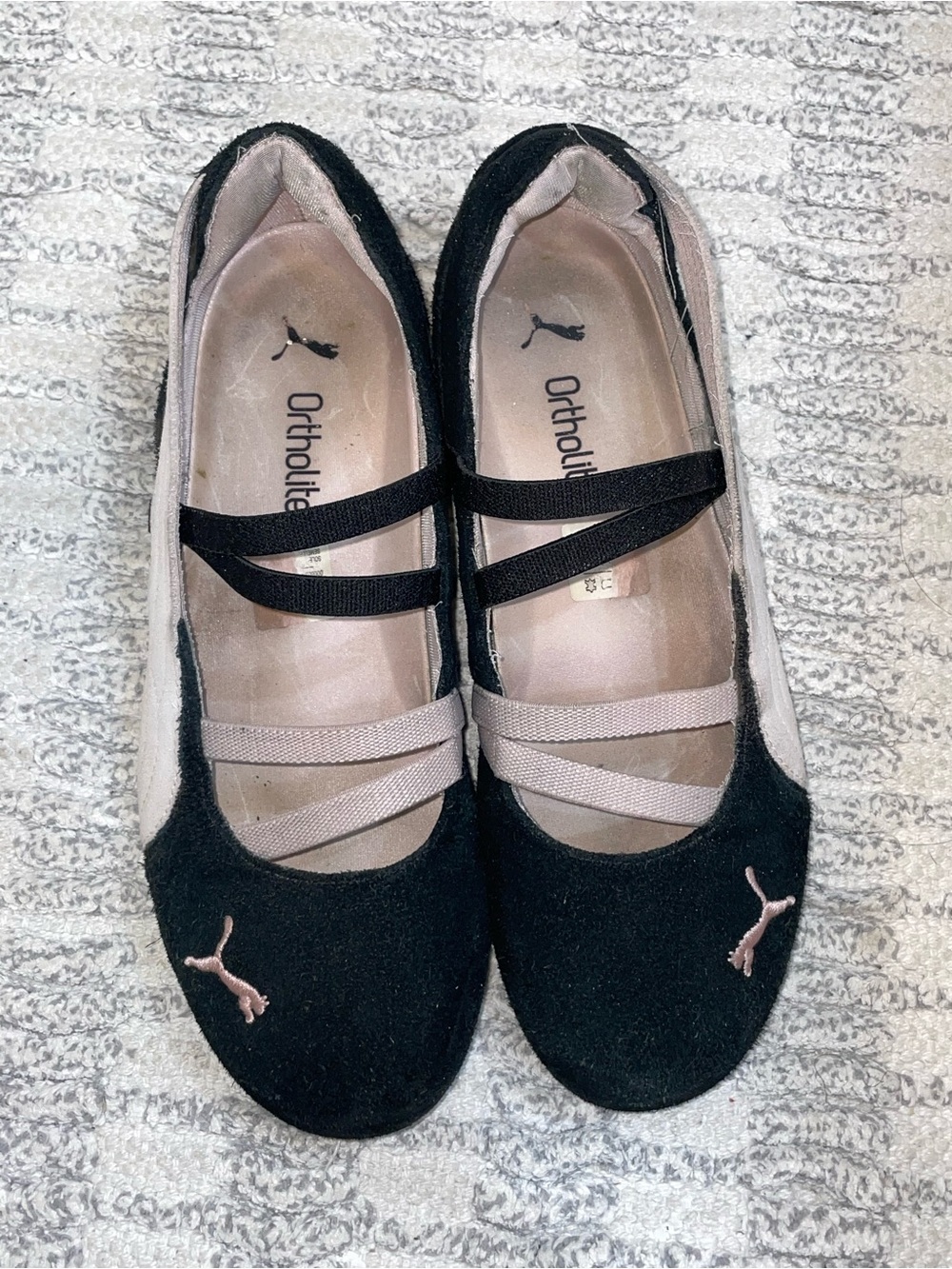Puma Black Ballet Flats with Light Pink Accents